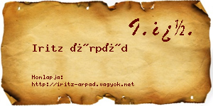 Iritz Árpád névjegykártya
